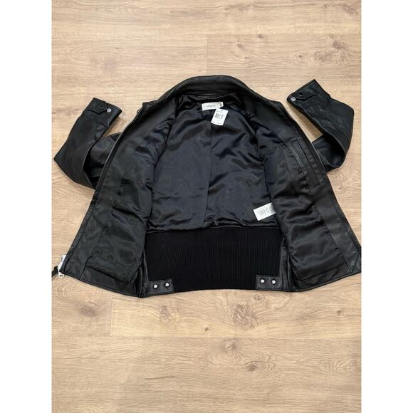 Coach 1941 $1,500 Black Leather Zip Officer Jacket Motorcycle 56969 Size 46 - Picture 8 of 10